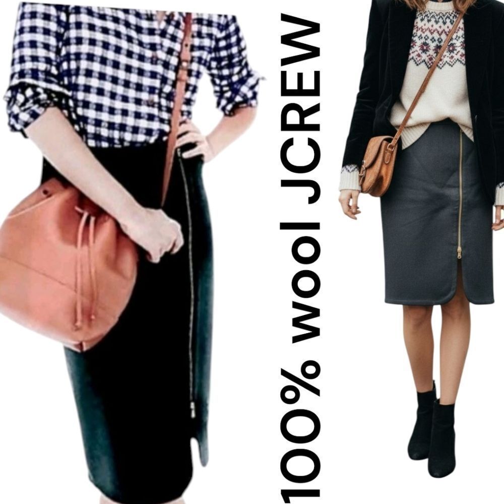 Jcrew 💯 wool black zipper skirt 6 petite